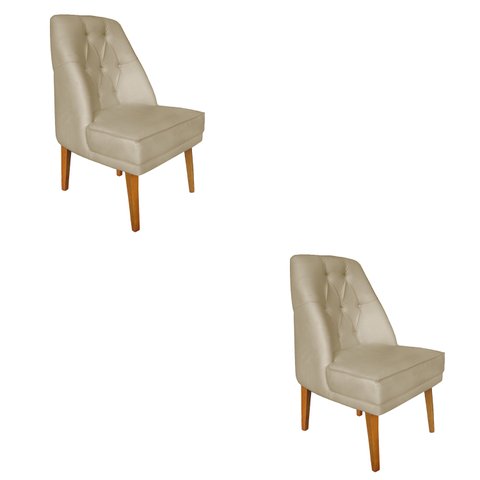 Kit 2 Cadeiras Paris Suede Bege Rosado - Dominic Decor