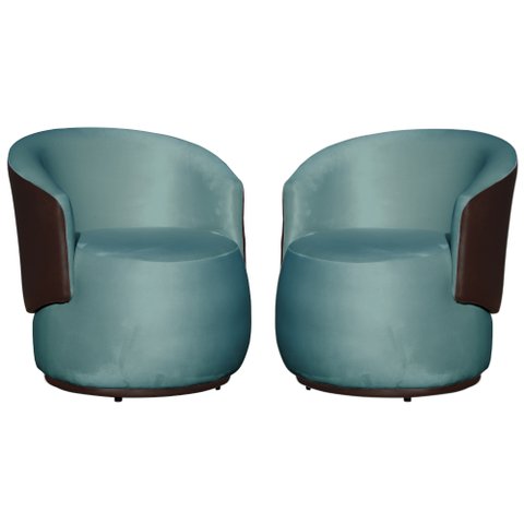 Kit 2 Poltronas para Recepção Decoração Sala Confortável - Veludo - Sv Decor:azul Turquesa