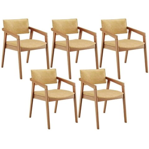 Kit 05 Cadeiras para Sala de Jantar Estar Living Giorgia L02 Couríssimo Casco Fendi - Lyam Decor