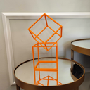 Ver imagem 2 de 2 Cubos Decorativos - Quadrado Geométrico, Decoração Sala, Escritório - Toque 3d - Cor: Laranja