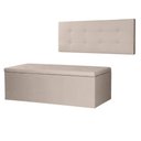 Ver imagem 1 de Kit Cabeceira Painel e Calçadeira Baú King 1,95m Berlim Suede Bege Sky Mobile