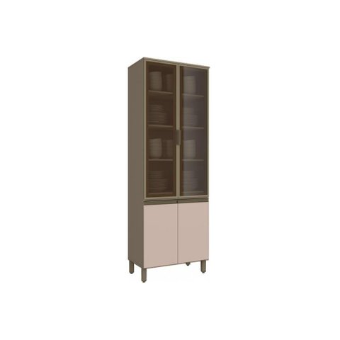Paneleiro de Cozinha Cristaleira Connect c/ 4 Portas (2 c/ Vidro) 71.5cm Off White - Henn