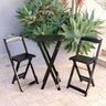 Jogo De Mesa E Banquetas Bistro Dobravel Para Bar E Restaurante - Preto - 2