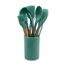 Ver imagem 1 de Conjunto de Utensílios de Cozinha de Silicone - 8 Peças Cor:verde Escuro