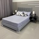 Ver imagem 2 de Cama King Clássica Almofadada Berlim Linho Cinza Rbl com Cabeceira 1,95 X 2,05