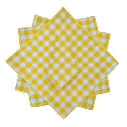 10 Guardanapos Xadrez Amarelo e branco - 1