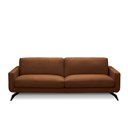 Ver imagem 2 de Sofá Decorativo Thalia 3 Lugares Sala de Estar 240cm Pés em Aço Couro Conhaque G88 - Gran Belo
