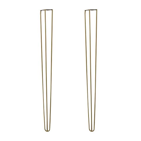 Kit 2 Pés de Metal 90 CM Hairpin Legs Aparador e Mesa de Canto Dourado