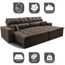 Ver imagem 4 de Sofá Retrátil e Reclinável 2,52m Luxos Cama Inbox Velusoft Café