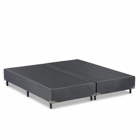 Base Box Queen Bipartida 79 Diversas Cores (158x198x40) - Luar Suede Cinza