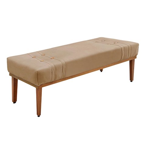 Recamier Decorativo 140cm Kors Suede Pés de Madeira Bege - Gran Belo