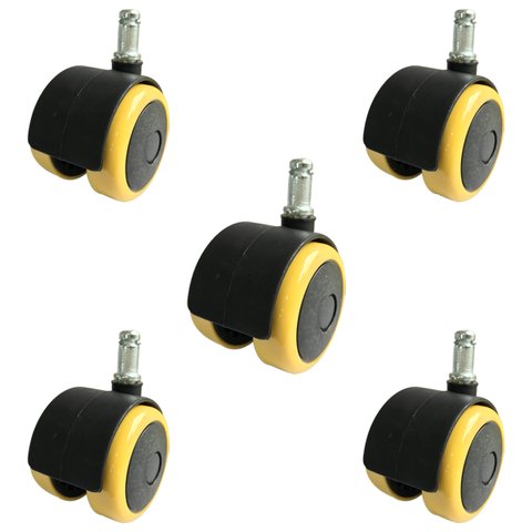 Kit C/05 Rodizio Semi Silicone Pu 55mm Amarelo/pr
