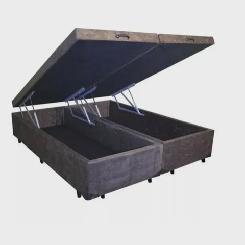Cama Box Baú Casal Bipartido Suede Marrom