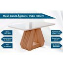 Ver imagem 2 de Conjunto: Mesa Sala Jantar Ágata C/ Tampo Madeirado C/ Vidro 130x80cm e 4 Cadeiras Maia Nature/