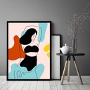 Ver imagem 1 de Quadro Decorativo Abstrato Mulher Biquíni Mar - 70x50cm:moldura Preta