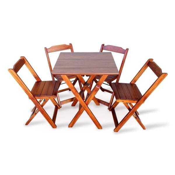 Jogo de Mesa com 4 Cadeiras Dobrável 70x70 para Area Gourmet - Imbuia - 1