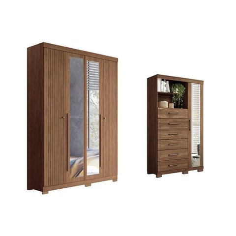 Guarda Roupa +cômoda 2 Peças Qc311 Jatobá - Santos Andirá