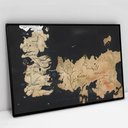 Ver imagem 1 de Quadro Decorativo Mapa Game Of Thrones em Tela Canvas Tacolado Moldura Flutuante 4,5cm Preta 80 X 12