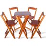Jogo De Mesa Bistro Com 4 Cadeiras Dobravel Para Bar E Restaurante- Imbuia - 1