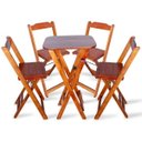 Ver imagem 1 de Conjunto De Bistro Com 4 Cadeiras Dobravel Para Area Gourmet - Imbuia