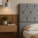 Ver imagem 2 de Cabeceira para Cama Solteiro Estofada ,088 ,Mts Zoe Vilajo: Suede Cinza