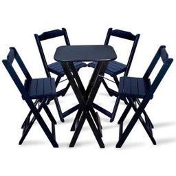 Jogo Dobravel Bistro Com 4 Cadeiras Para Area De Lazer - Preto - 1