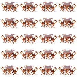 Kit De 20 Conjuntos De Mesa Dobrável 70x70 Com 4 Cadeiras Imbuia - Tarimatã - 1