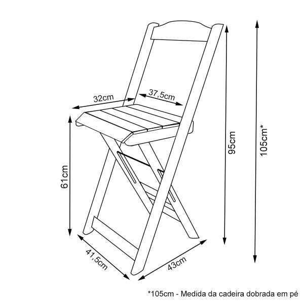 Conjunto De Mesa Bistro Dobravel Com 2 Cadeiras - Imbuia - 5