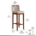 Ver imagem 2 de Kit 3 Banquetas Alta com Encosto 38x102 Cm Líbia Madeira Maciça Suede Bege CCS