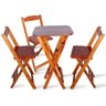 Conjunto De Mesa Bistro Dobravel Com 3 Cadeiras Para Bar E Restaurante - Imbuia - 1