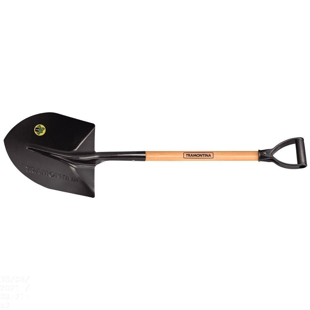 Pá de Bico 460/40 em Aço com Cabo de Madeira 71 Cm com Empunhadura Plástica Curva Ergonôm
