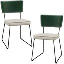 Ver imagem 1 de Kit 02 Cadeiras Decorativas Sala Jantar Allana L02 Facto Verde Musgo Linho Champagne - Lyam Decor