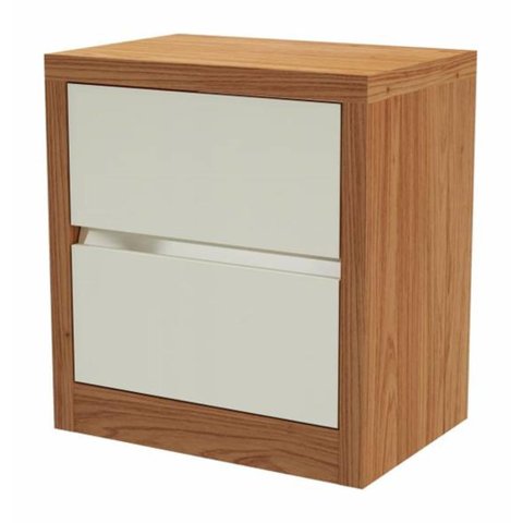 Mesa de Cabeceira Dynamo com 2 Gavetas Cor Freijo com Off White - 57712