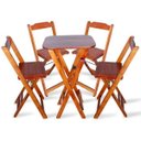 Ver imagem 1 de Conjunto De Bistro Com 4 Cadeiras Dobravel Para Area De Lazer - Imbuia
