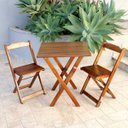 Ver imagem 2 de Jogo De Mesa Em Madeira Com 2 Caderias Dobravel 70x70 - Imbuia