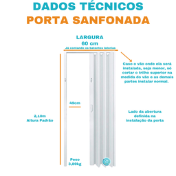 Porta Sanfonada Pvc 0,60x2,10 Multilit Branco - 4