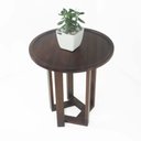 Ver imagem 1 de Mesa Lateral Design Redonda Madeira Nobre Imbuia