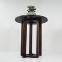 Ver imagem 3 de Mesa Lateral Design Redonda Madeira Nobre Imbuia