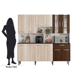 Armário de Cozinha 12 Portas 1 Gaveta Clara Yescasa Branco/Rovere/Amêndoa - 5