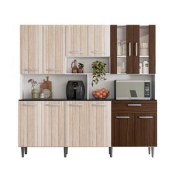 Armário de Cozinha 12 Portas 1 Gaveta Clara Yescasa Branco/Rovere/Amêndoa - 3