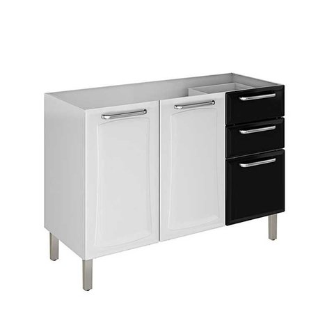 Balcão de Cozinha Ig3g2-120 sem Tampo Társila Itatiaia Preto