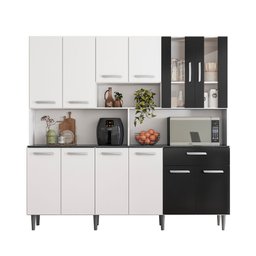 Armário de Cozinha 12 Portas 1 Gaveta Clara Yescasa Branco/Preto - 3 Armário de Cozinha 12 Portas 1 Gaveta Clara Yescasa Branco/Preto - 3