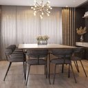 Ver imagem 2 de Cadeira Jantar Orgânica Rvestida em Linho com Base em Aço 4 Un Cor:grafite com Preto