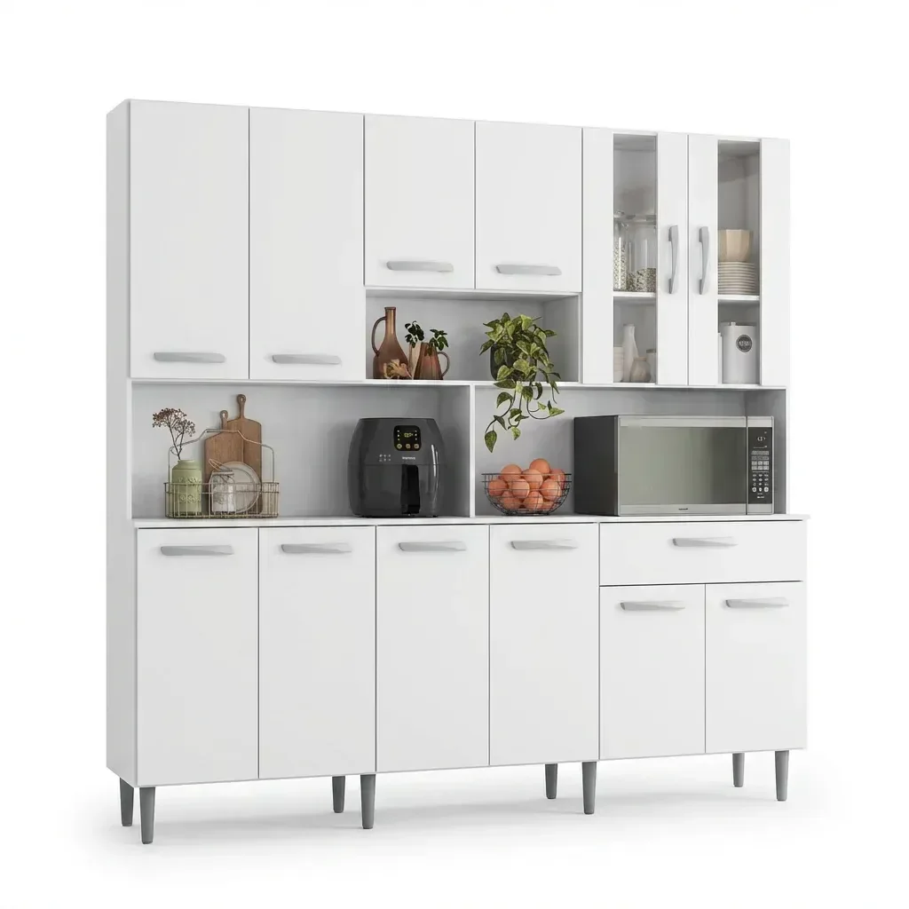 Ver imagem 3 de Cozinha Compacta 12 Portas 1 Gaveta com Vidro e Tampo Clara Yescasa Branco
