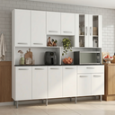 Ver imagem 1 de Cozinha Compacta 12 Portas 1 Gaveta com Vidro e Tampo Clara Yescasa Branco