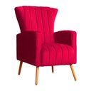 Ver imagem 1 de Poltrona Decorativa Melinda Pés Palito Tecido Veludo Várias Cores - Qlare Estofados - Veludo Vermelh