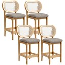 Ver imagem 1 de Kit 4 Banquetas Baixa Bar Cozinha Sala de Jantar Betta L02 Mel Tela Linho Bege - Lyam Decor