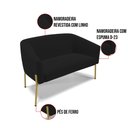 Ver imagem 5 de Sofá Namoradeira e 2 Poltronas Pé de Ferro Dourado Stella Linho Preto A79 D03 - D'Rossi