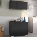 Ver imagem 2 de Conjunto Lavanderia Multiuso Armário Aéreo e Balcão 3 Portas Multimóveis Mp5051 Preto/branco