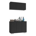 Ver imagem 1 de Conjunto Lavanderia Multiuso Armário Aéreo e Balcão 3 Portas Multimóveis Mp5051 Preto/branco